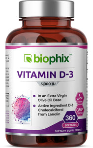 Vitamin D-3 5000 IU High-Potency 360 Softgels