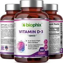 Load image into Gallery viewer, Vitamin D-3 5000 IU High-Potency 360 Softgels