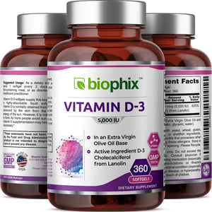 Vitamin D-3 5000 IU High-Potency 360 Softgels