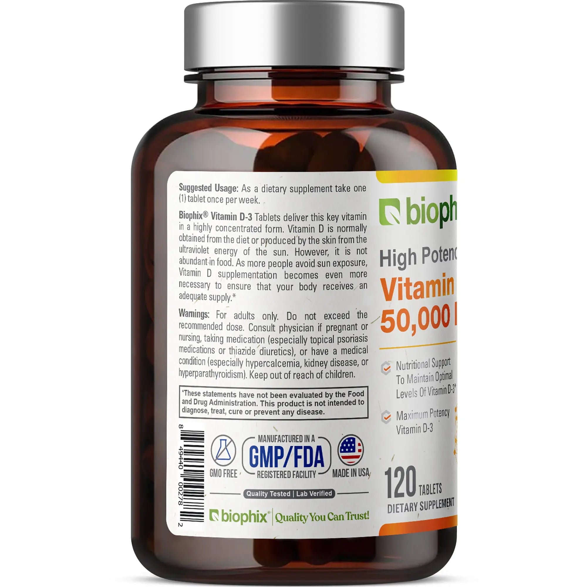 Vitamin D-3 50000 IU High-Potency 120 Tablets