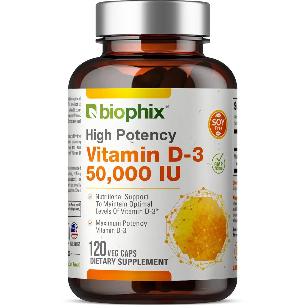 Vitamin D-3 50000 IU High-Potency 120 Vegetarian Capsules