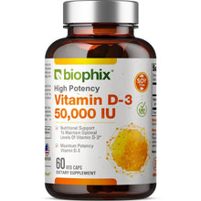 Load image into Gallery viewer, Vitamin D-3 50000 IU High-Potency 60 Vegetarian Capsules