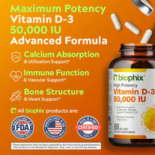 Load image into Gallery viewer, Vitamin D-3 50000 IU High-Potency 60 Vegetarian Capsules