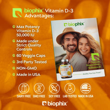 Load image into Gallery viewer, Vitamin D-3 50000 IU High-Potency 60 Vegetarian Capsules