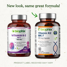 Load image into Gallery viewer, biophix Vitamin K2 MK-7 - 300 mcg 60 Vegetarian Capsules