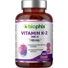 Load image into Gallery viewer, Vitamin K2 MK-4 High-Potency 100 mcg 200 Vegetarian Capsules