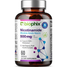 Load image into Gallery viewer, biophix B-3 Nicotinamide 500 mg 60 Caps - Nicotinic Amide Niacin Supports Skin Cell Health