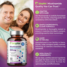 Load image into Gallery viewer, biophix B-3 Nicotinamide 500 mg 60 Caps - Nicotinic Amide Niacin Supports Skin Cell Health