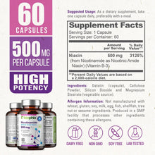 Load image into Gallery viewer, biophix B-3 Nicotinamide 500 mg 60 Caps - Nicotinic Amide Niacin Supports Skin Cell Health