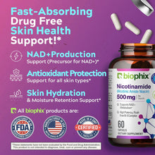 Load image into Gallery viewer, biophix B-3 Nicotinamide 500 mg 60 Caps - Nicotinic Amide Niacin Supports Skin Cell Health