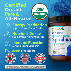 biophix Blulina Organic Blue Spirulina Powder 6 oz 170 g