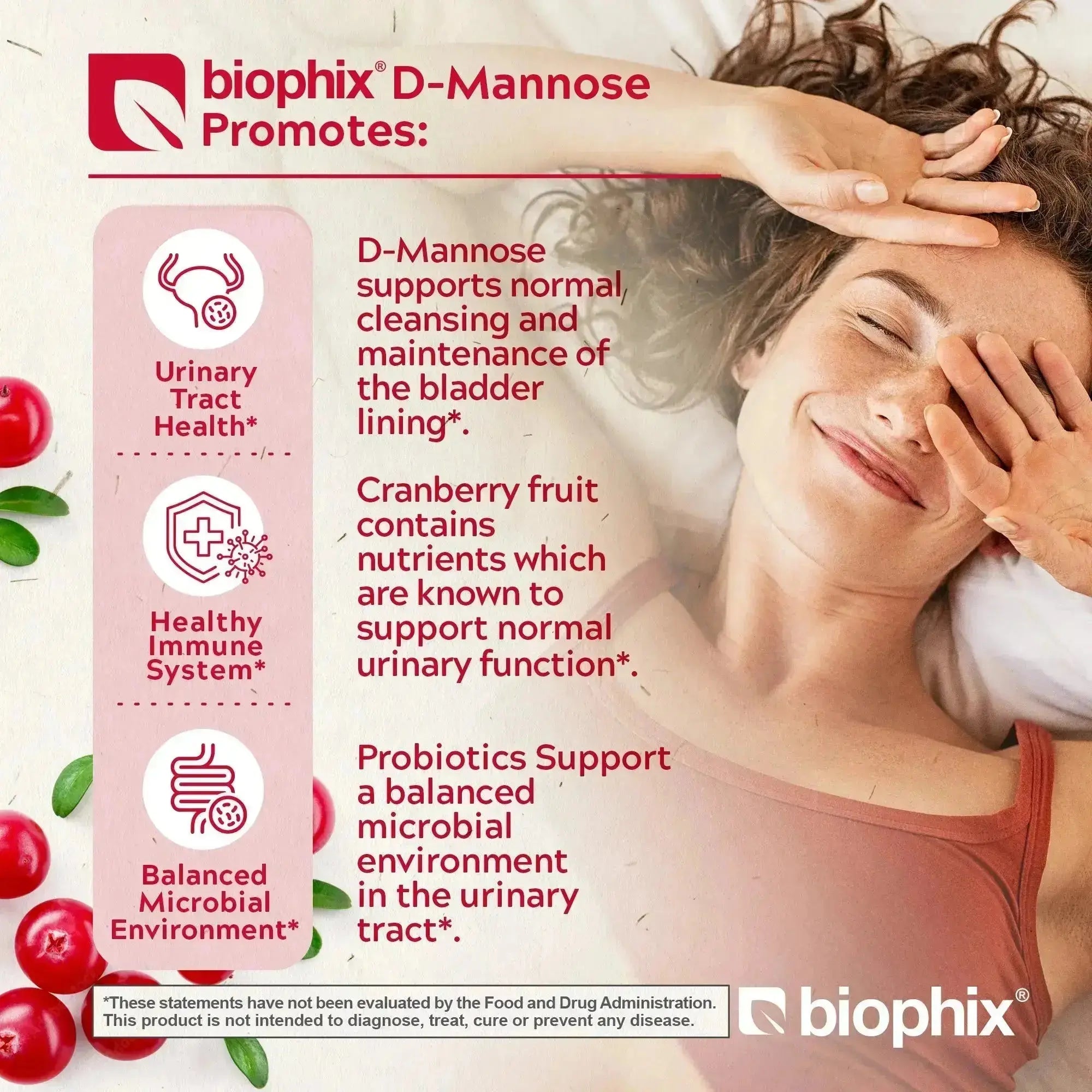 biophix D-Mannose Plus Cranberry and Probiotics 1000 mg 120 Vegetarian Capsules