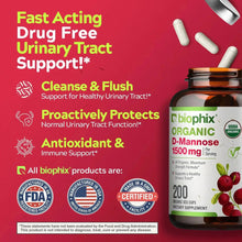 Load image into Gallery viewer, biophix D-mannose USDA Organic 1500 mg 200 Vegetarian Capsules