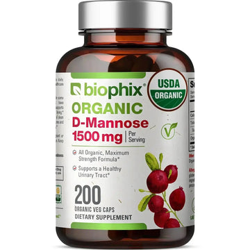 biophix D-mannose USDA Organic 1500 mg 200 Vegetarian Capsules