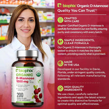 Load image into Gallery viewer, biophix D-mannose USDA Organic 1500 mg 200 Vegetarian Capsules