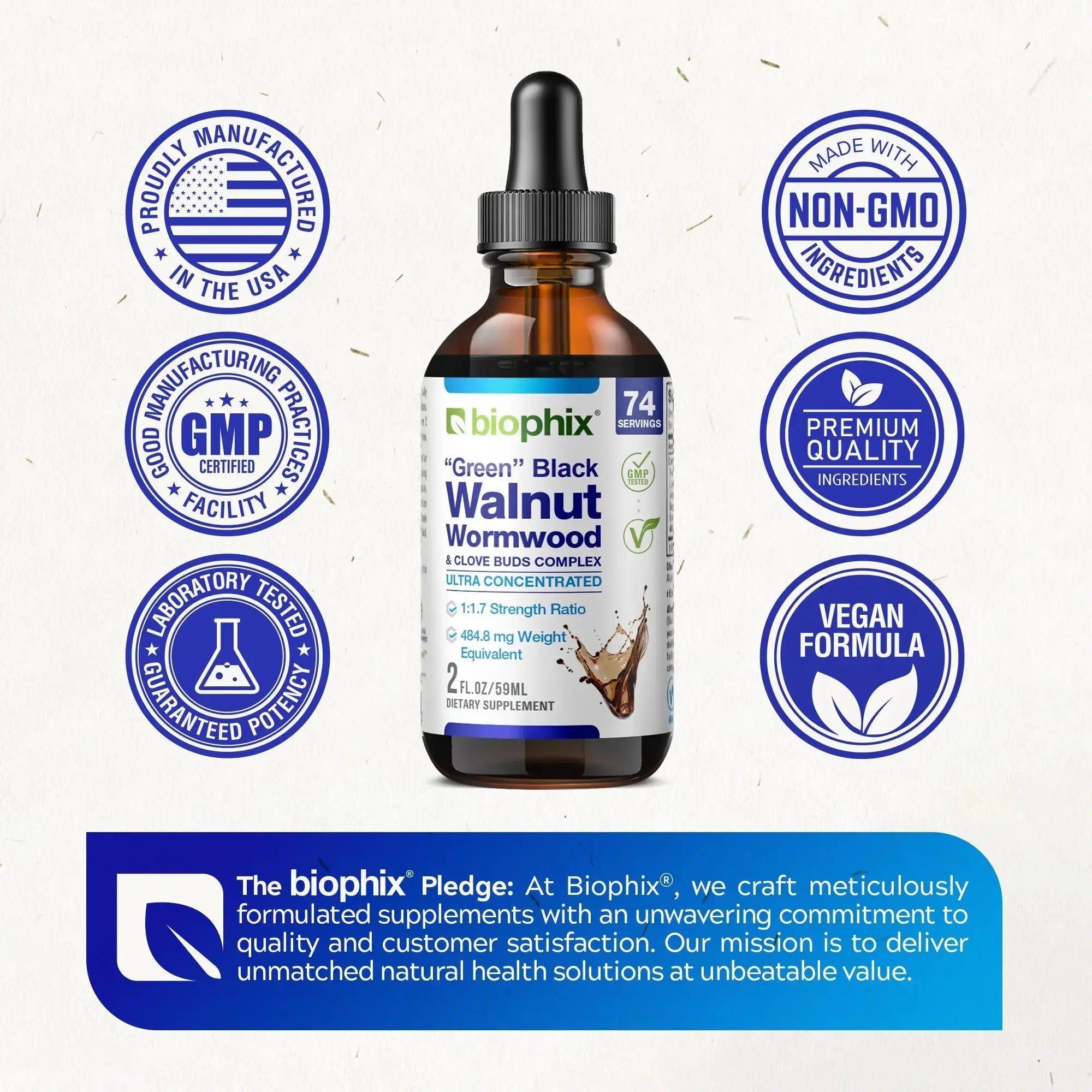 biophix Fresh Green Black Walnut Wormwood Liquid Extract 2 oz