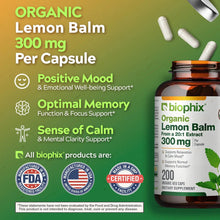Load image into Gallery viewer, Biophix Organic Lemon Balm Extract Calm Relaxation Positive Mood Stress Support