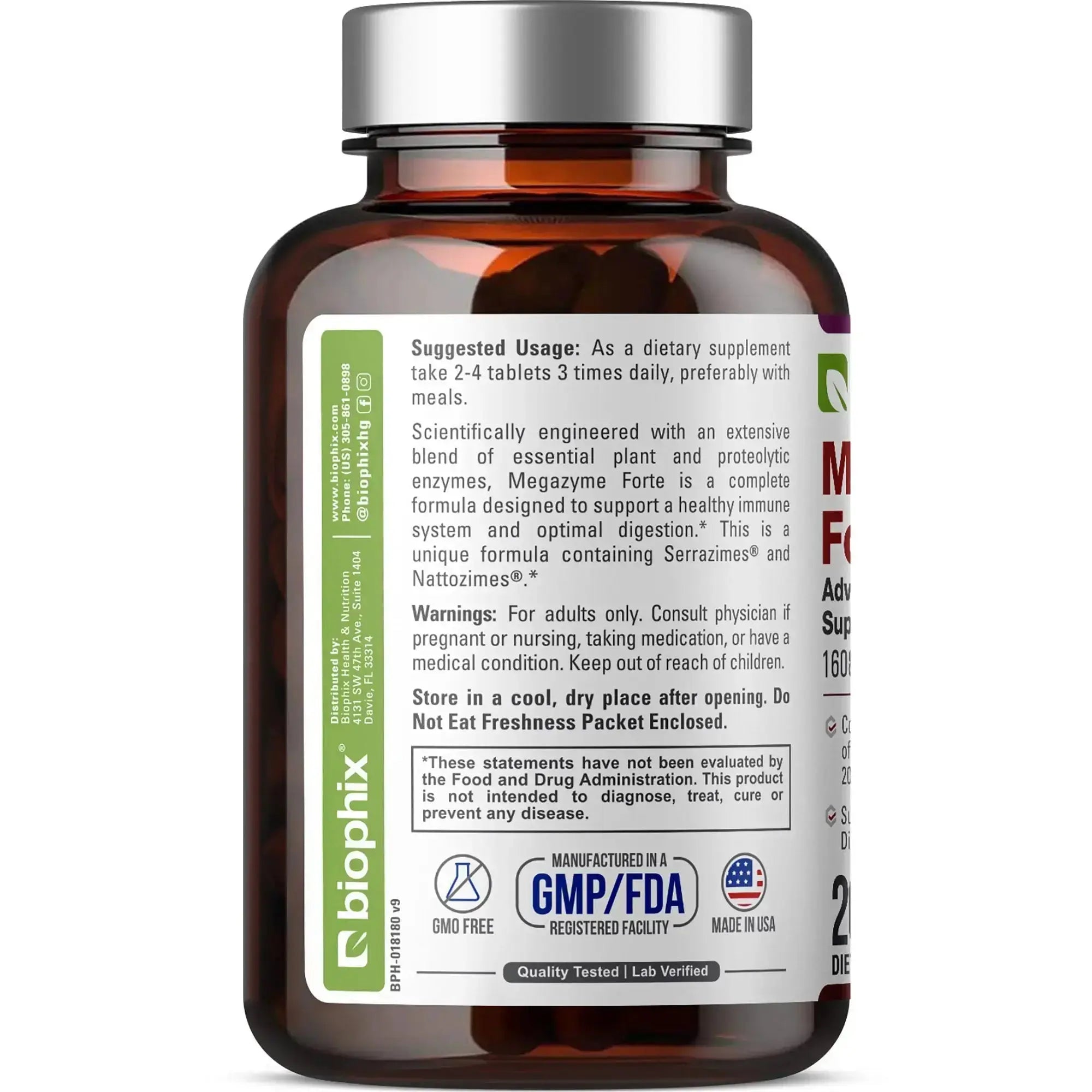 biophix Megazyme Forte Optimized Digestive Enzymes 200 Tablets