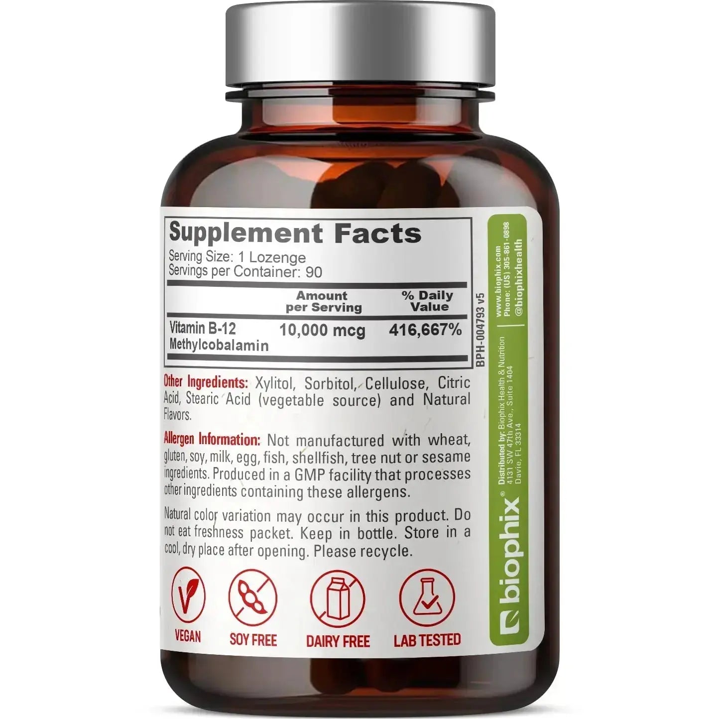 biophix Methyl B-12 Extra Strength 10000 mcg 90 Vegan Lozenges - Cherry Flavor