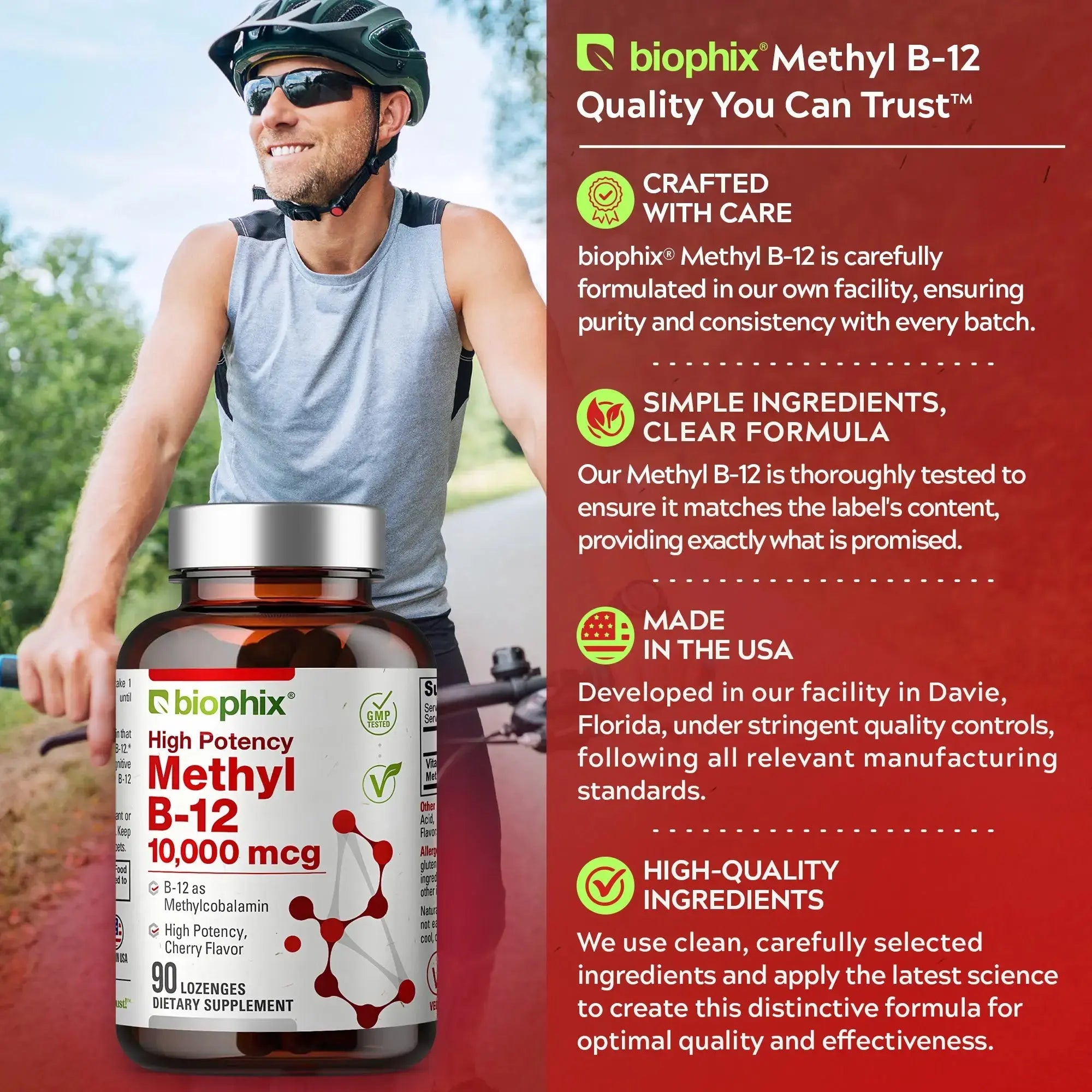 biophix Methyl B-12 Extra Strength 10000 mcg 90 Vegan Lozenges - Cherry Flavor