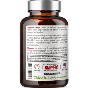 biophix Methyl B-12 Extra Strength 10000 mcg 90 Vegan Lozenges - Cherry Flavor
