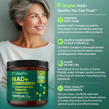 Load image into Gallery viewer, biophix NAD+ Micronized Resveratrol – Nicotinamide Riboside with Quercetin 1000mg per Serving 100 Veg Capsules