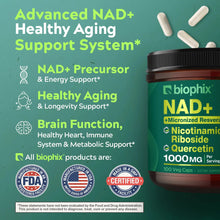 Load image into Gallery viewer, biophix NAD+ Micronized Resveratrol – Nicotinamide Riboside with Quercetin 1000mg per Serving 100 Veg Capsules