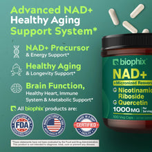 Load image into Gallery viewer, biophix NAD+ Micronized Resveratrol – Nicotinamide Riboside with Quercetin 1000mg per Serving 100 Veg Capsules