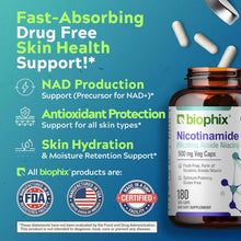 Load image into Gallery viewer, biophix Nicotinamide 500 mg 180 Vcaps Plus Hair Skin and Nails 180 Caplets Skin Kit