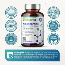 Load image into Gallery viewer, biophix Nicotinamide 500 mg 180 Vcaps Plus Hair Skin and Nails 180 Caplets Skin Kit