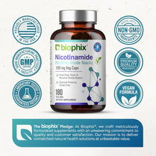 Load image into Gallery viewer, biophix Nicotinamide 500 mg 180 Vcaps Plus Hair Skin and Nails 180 Caplets Skin Kit