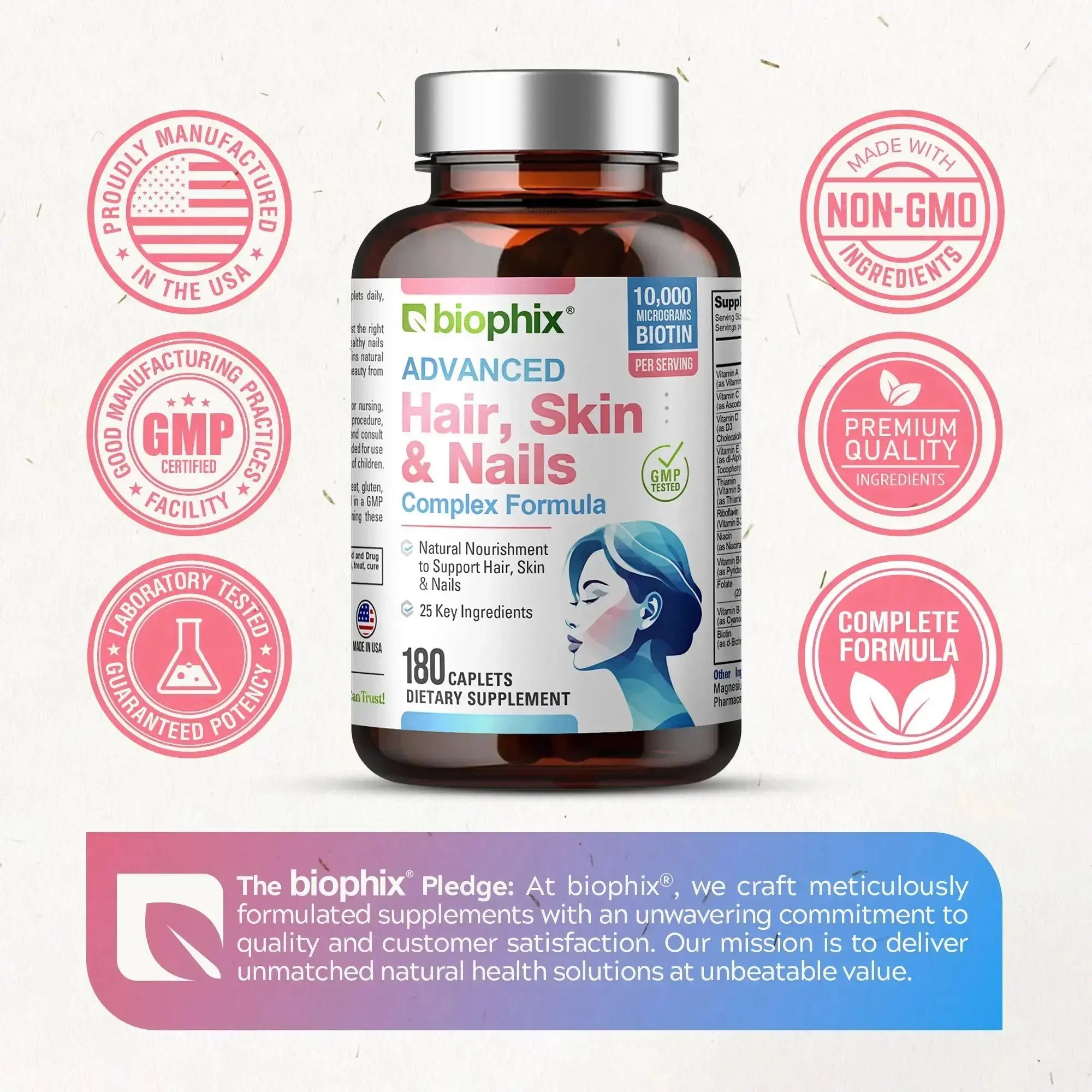 biophix Nicotinamide 500 mg 180 Vcaps Plus Hair Skin and Nails 180 Caplets Skin Kit