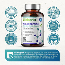 Load image into Gallery viewer, Biophix Nicotinamide 500 mg Right Side View cGMP Certified Third Party Tested USA