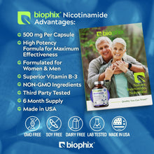 Load image into Gallery viewer, biophix Nicotinamide 500 mg 180 Vegetarian Capsules with Free Vitamin C-1000 30 Tablets