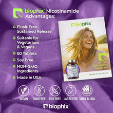 Load image into Gallery viewer, Biophix Nicotinamide Extra Strength 1000 mg Back Label Allergen-Free Gluten-Free