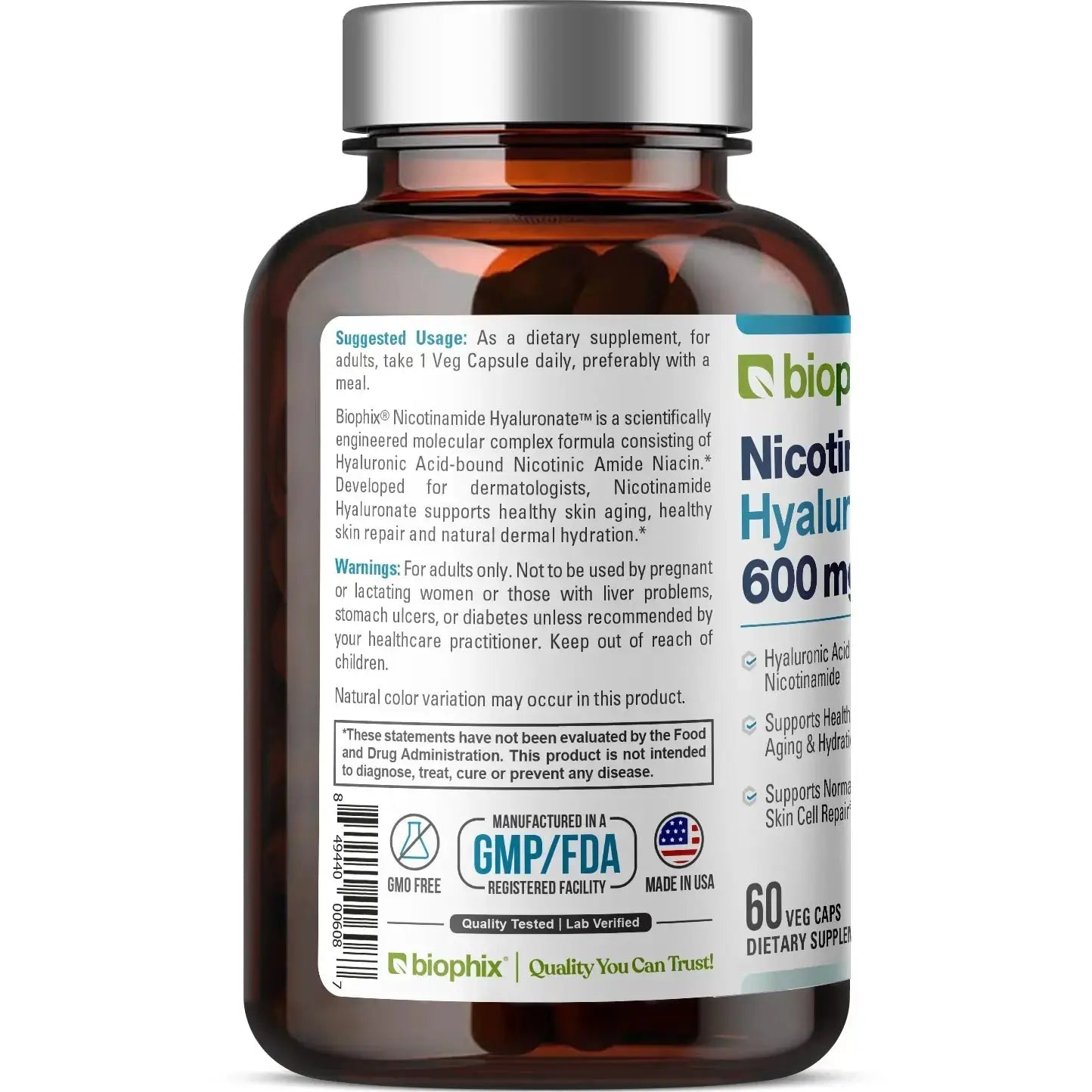 biophix Nicotinamide Hyaluronate 600 mg 60 Vegetarian Capsules