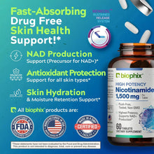 Load image into Gallery viewer, Biophix Nicotinamide B3 1500 mg High-Dose Skin Cell Repair NAD+ Precursor Support