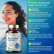 Load image into Gallery viewer, Biophix Nicotinamide 1500 mg 60 Tablets Supplement Facts Label Per Tablet