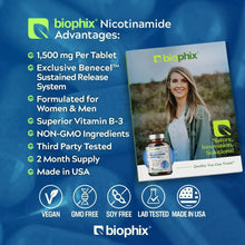 Load image into Gallery viewer, Biophix Nicotinamide 1500 mg Back Label Non-GMO Allergen-Free Gluten-Free Pure