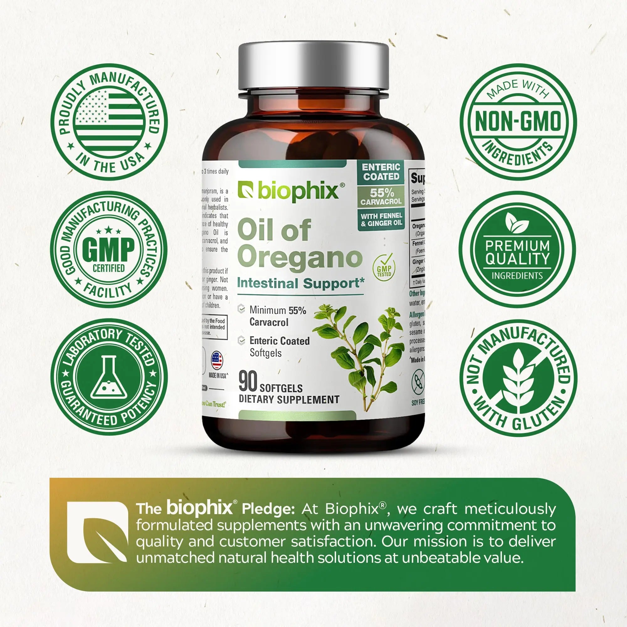 biophix Oil of Oregano 90 Softgels with Fennel and Ginger Oil