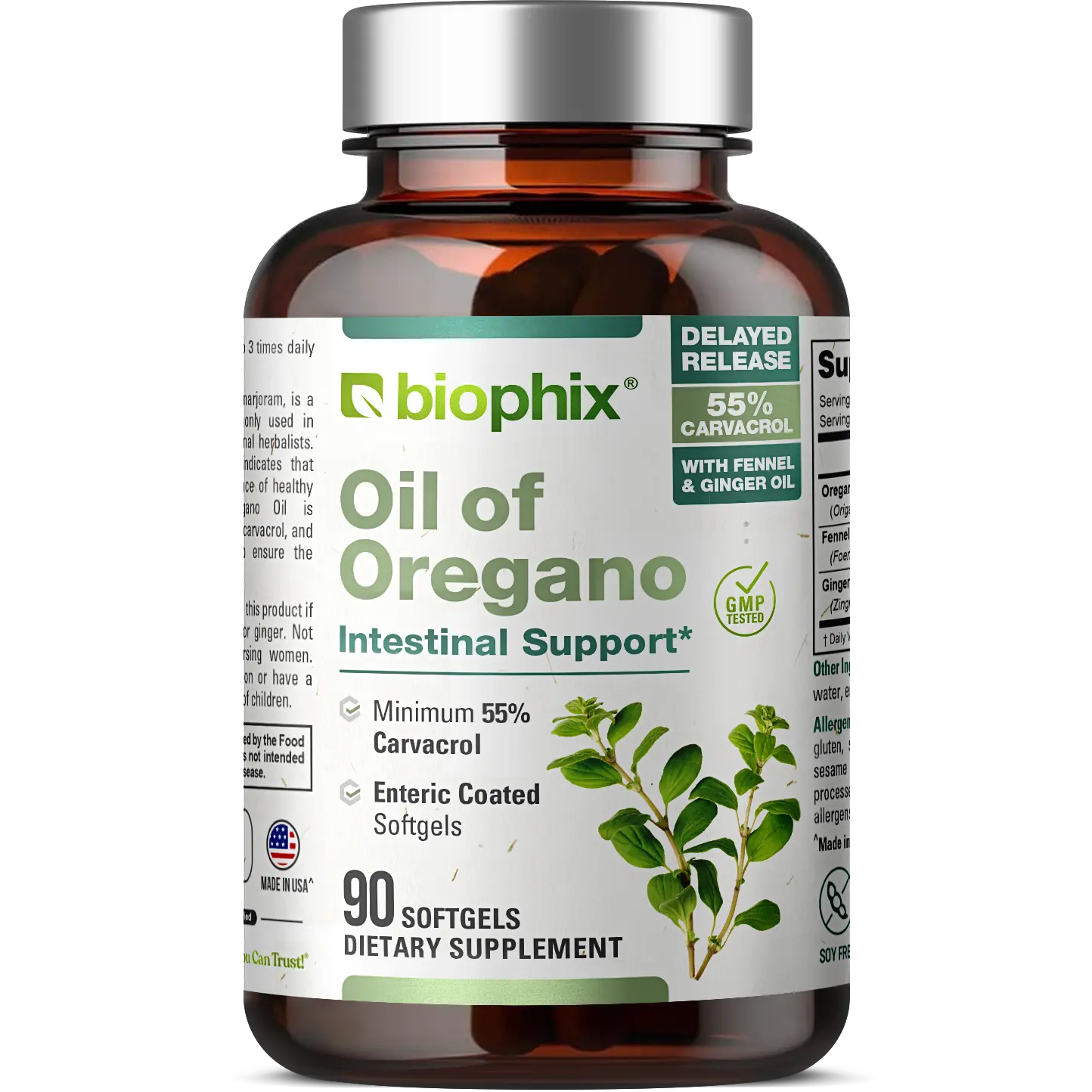 biophix Oil of Oregano 90 Softgels with Fennel and Ginger Oil