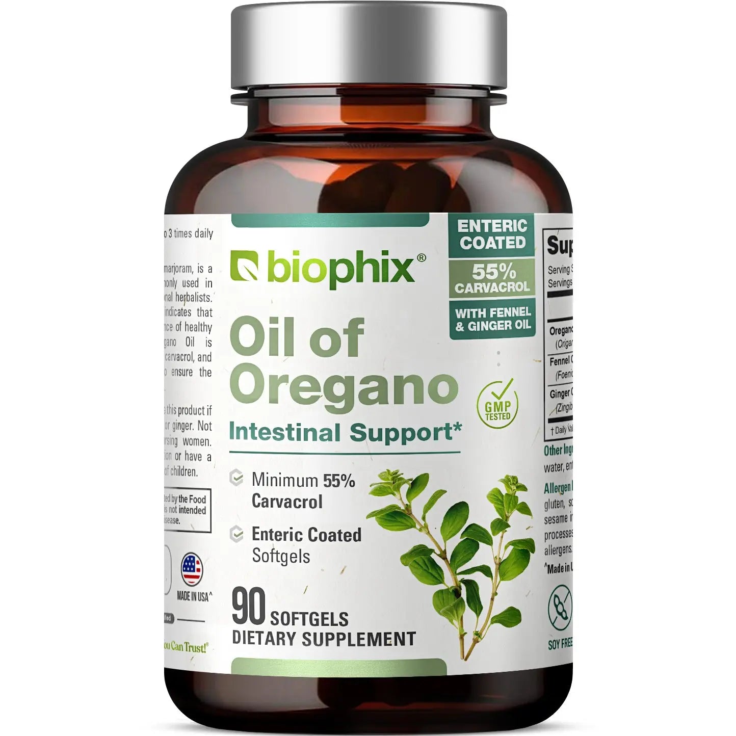 biophix Oil of Oregano 90 Softgels with Fennel and Ginger Oil