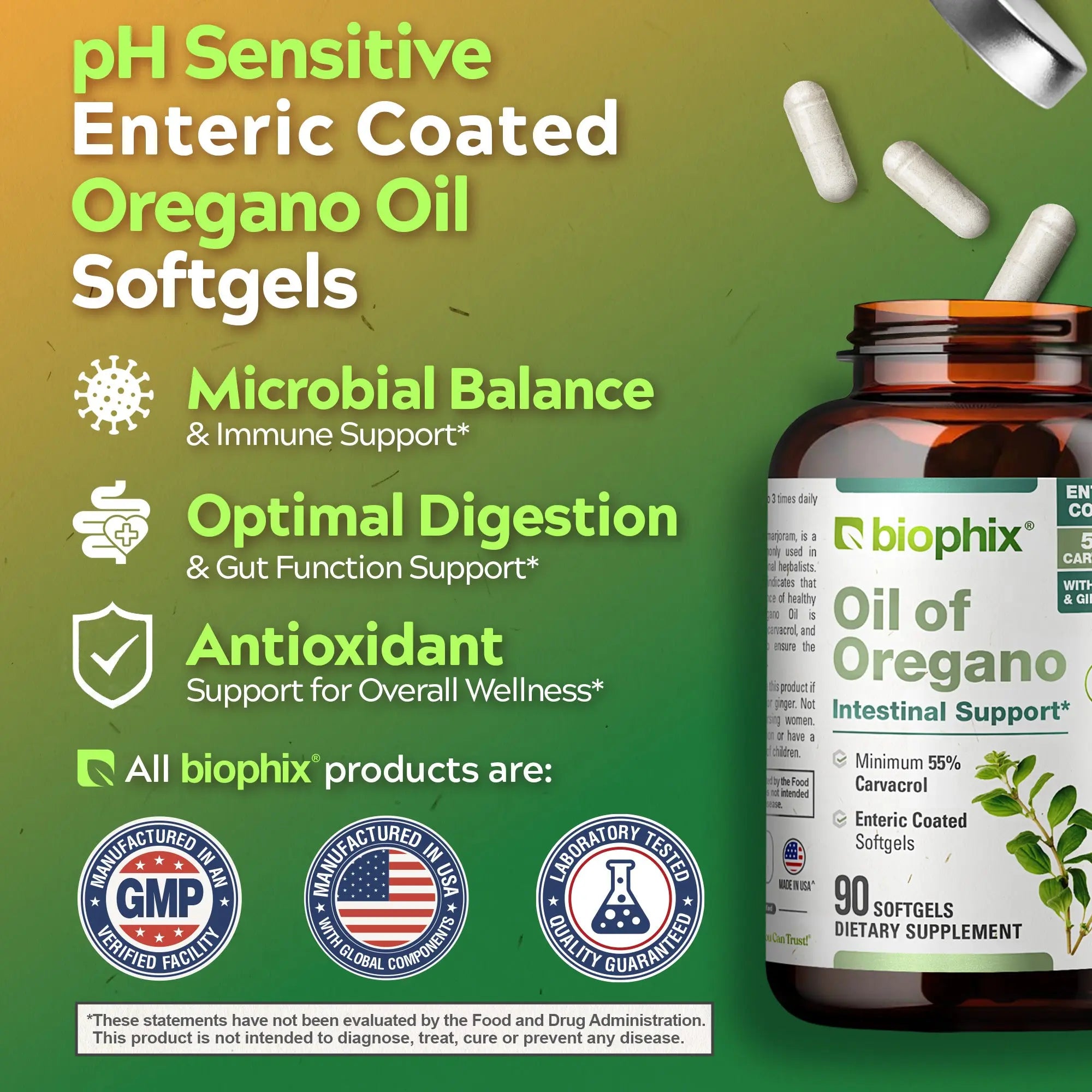 biophix Oil of Oregano 90 Softgels with Fennel and Ginger Oil
