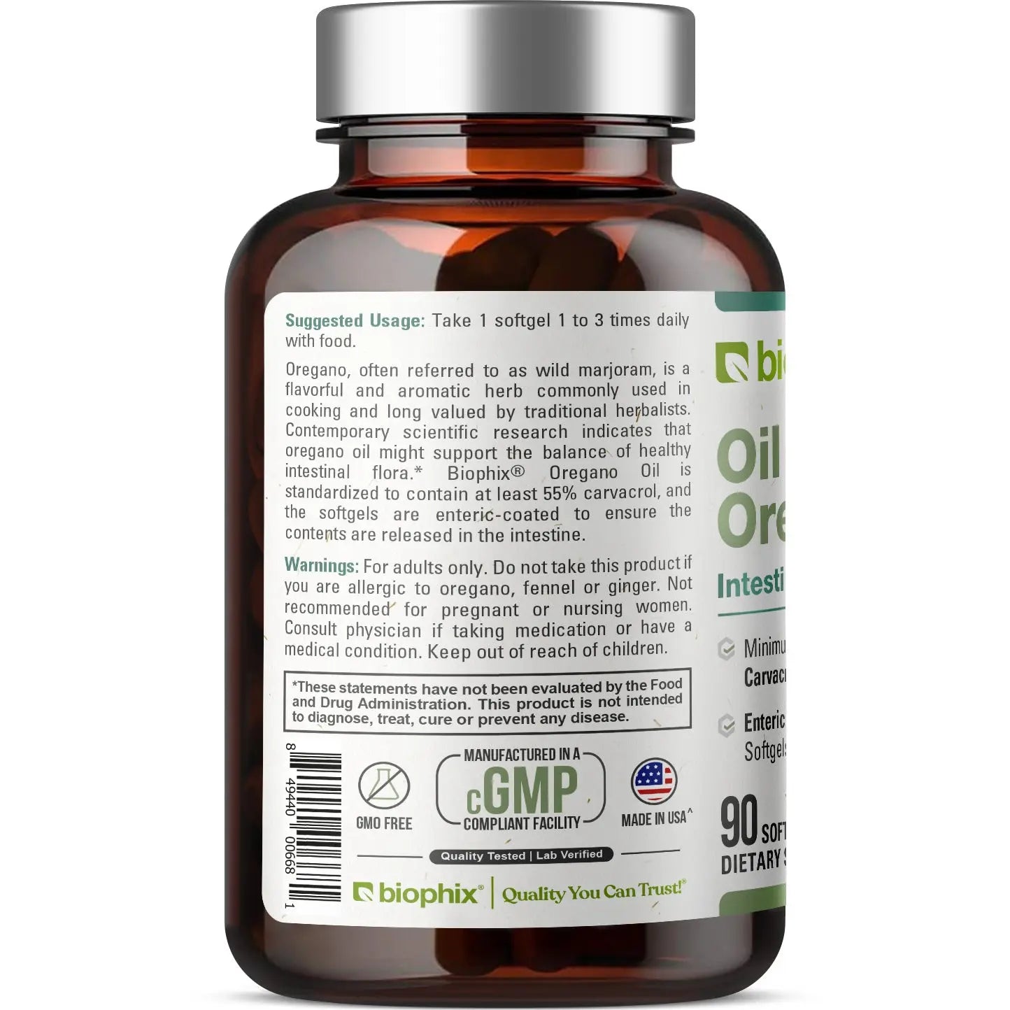 biophix Oil of Oregano 90 Softgels with Fennel and Ginger Oil