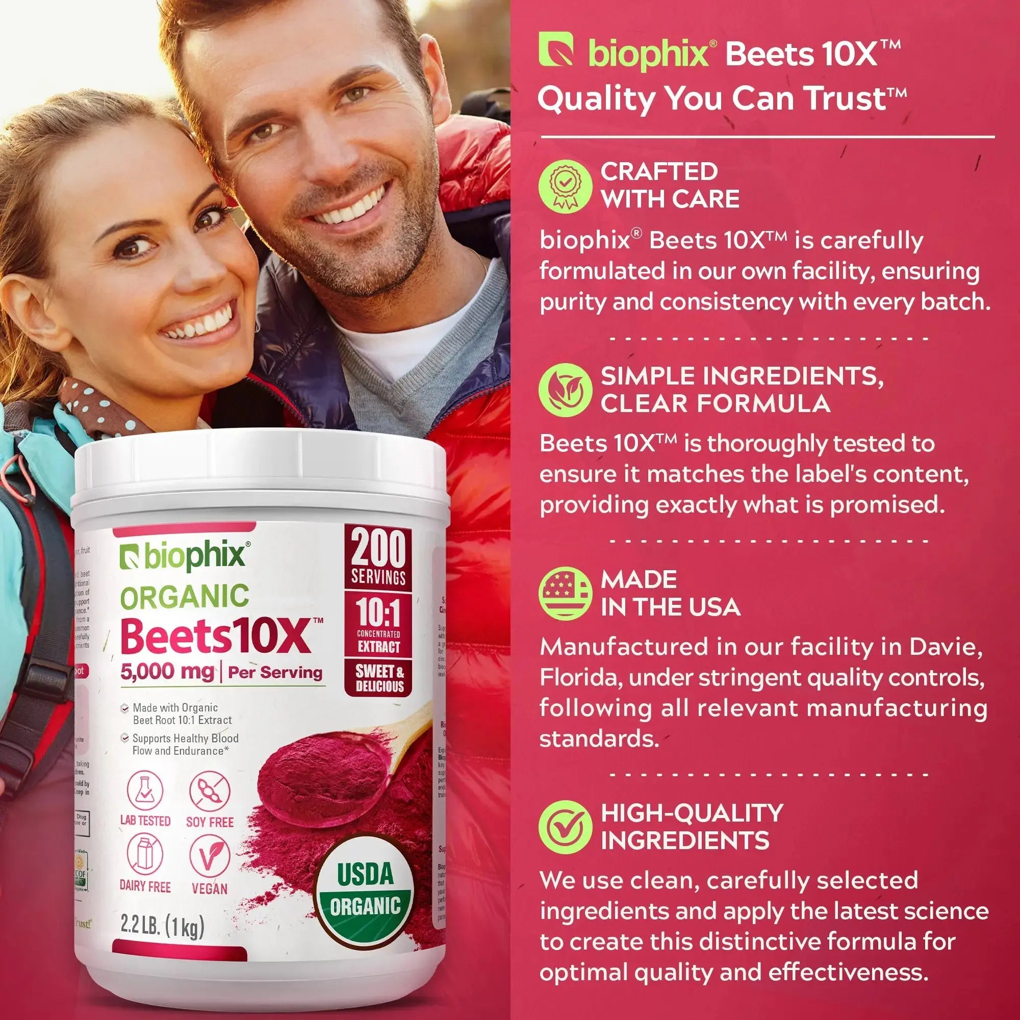 Biophix Organic Beets 10X Powder Dietary Nitrates Cardiovascular Heart Health Support