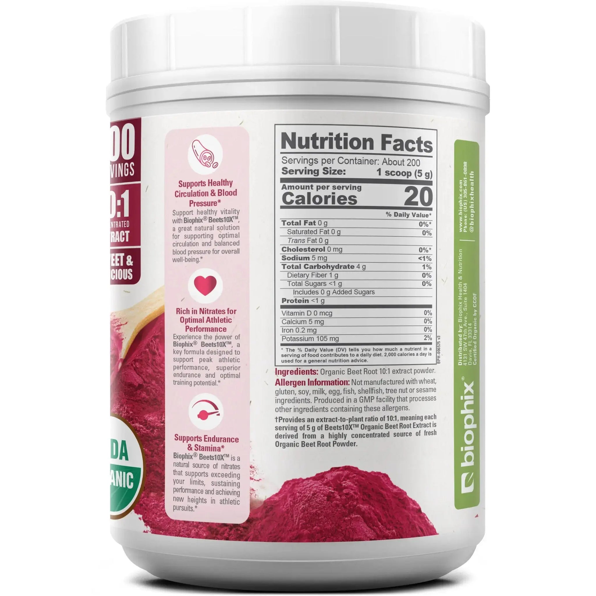 Biophix Organic Beets 10X Lifestyle Scoop Energy Workout Recovery Superfood Powder