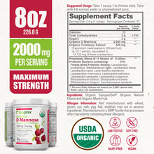 Load image into Gallery viewer, biophix Organic D-Mannose Plus Cranberry &amp; Probiotics 8 oz 226.8 g