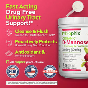 biophix Organic D-Mannose Plus Cranberry & Probiotics 8 oz 226.8 g