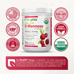 biophix Organic D-Mannose Plus Cranberry & Probiotics 8 oz 226.8 g