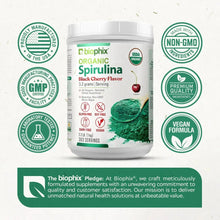 Load image into Gallery viewer, Biophix Black Cherry Spirulina Back Label cGMP Certified Non-GMO Vegan USA Made